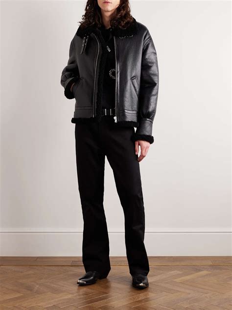 celine floral leather jacket|shearling lined black leather jacket.